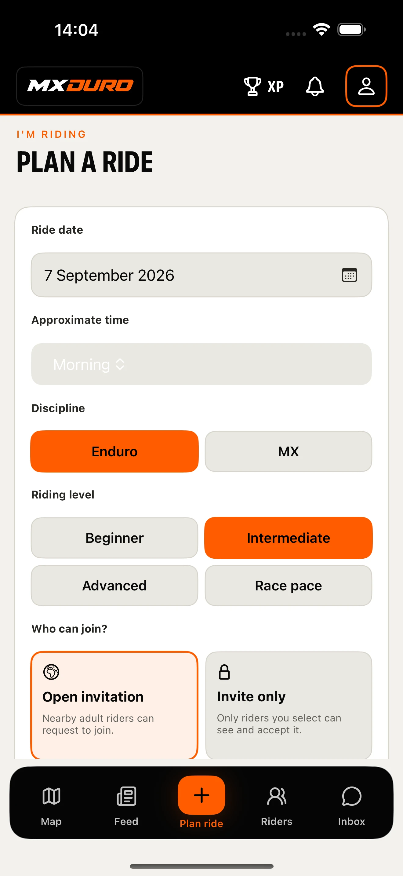 MXDuro ride planning on iPhone